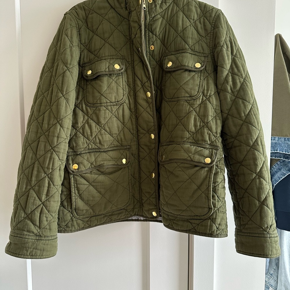 Jcrew Olive Green Quilted Jacket
